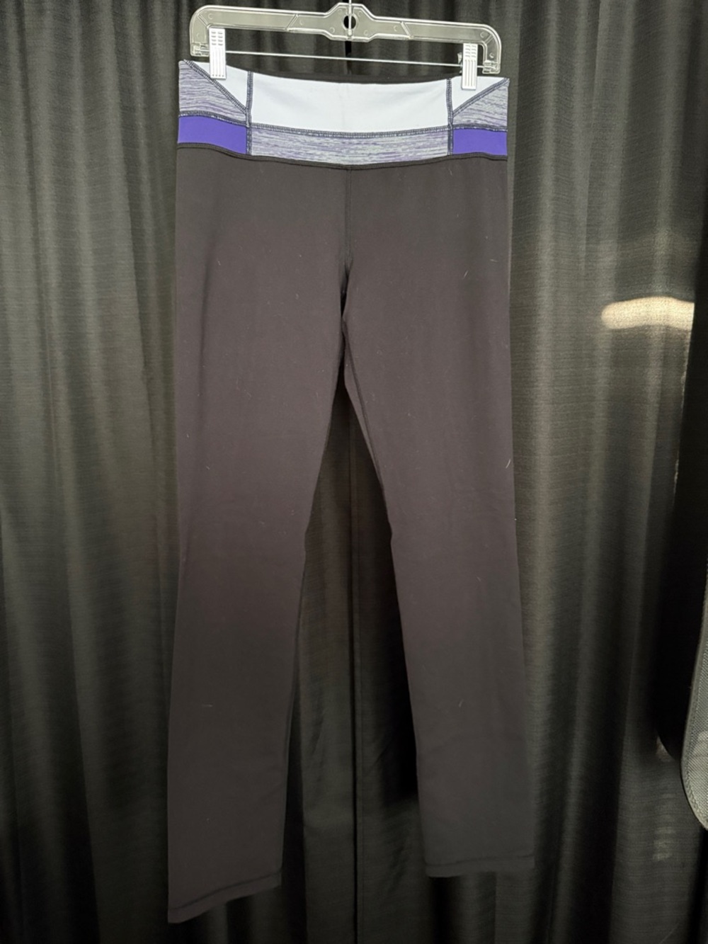 lululemon athletica Black Straight Leg Pant with Purple Band